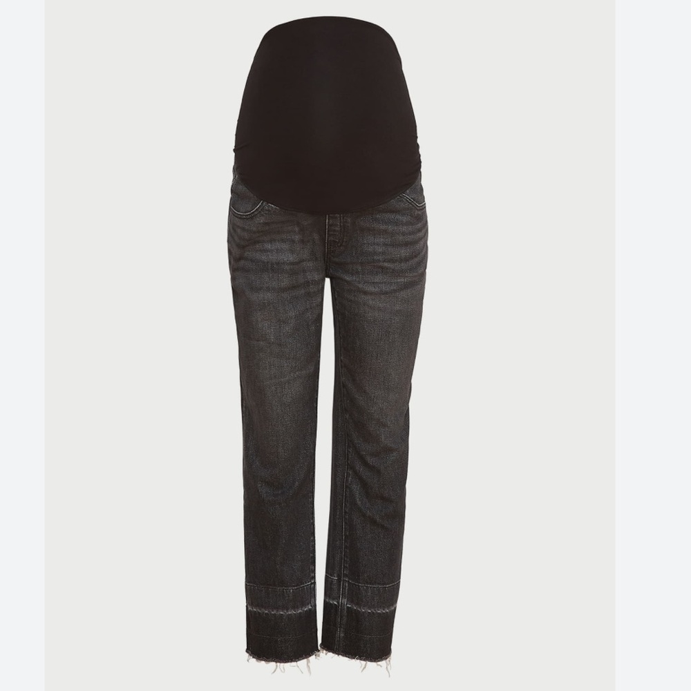 Hatch over the bump straight leg raw hem maternity jeans 26